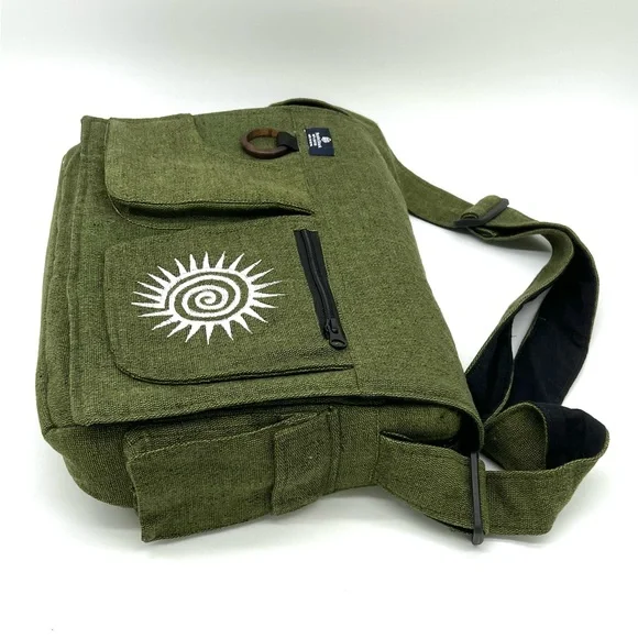 Multi pocket Cotton Embroidered Laptop Messenger Bag - Picture 6 of 15